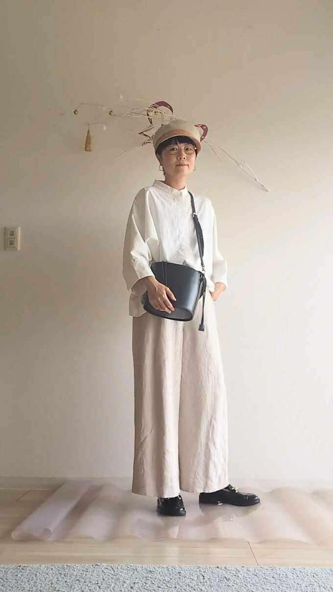 マリンキャップ×リネンパンツ