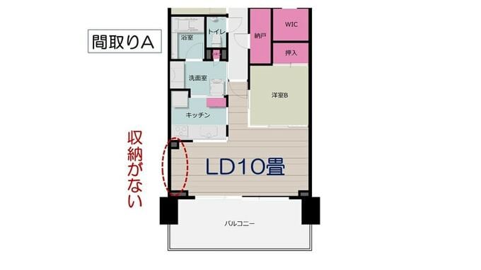 収納がないリビングダイニング