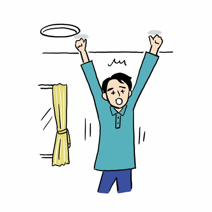 背が高すぎて伸びをすると天井に手がぶつかる田中さん