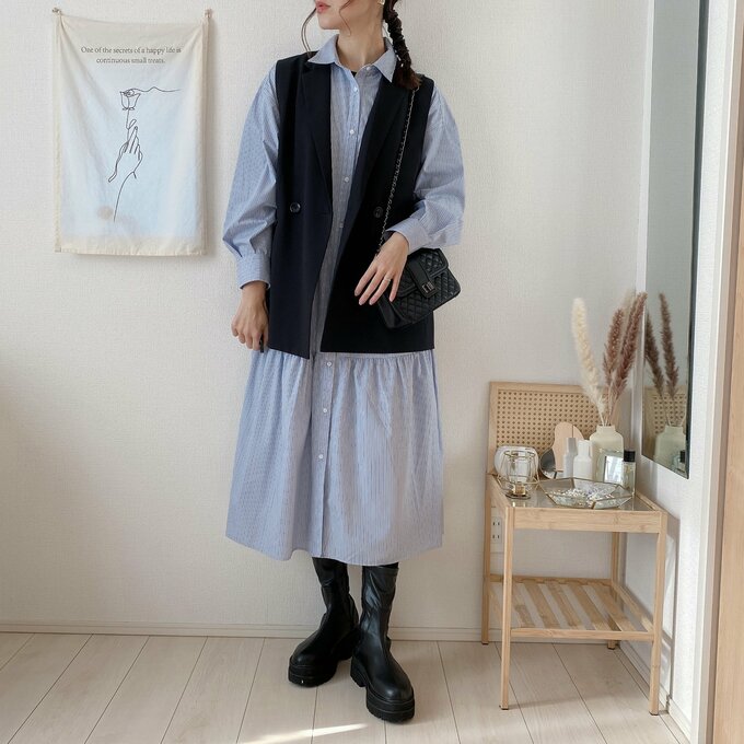 ジレを合わせてマニッシュな雰囲気に