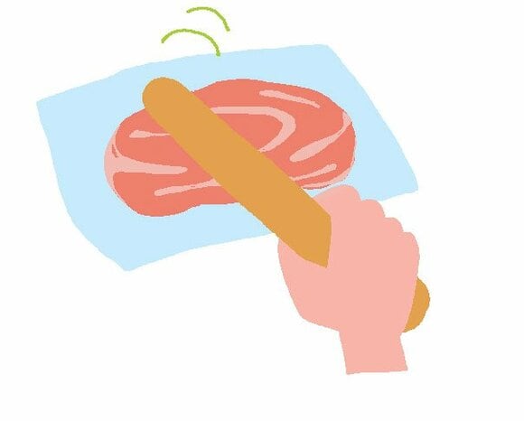 肉をたたく
