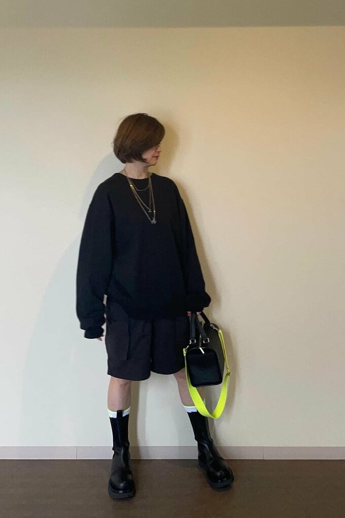ユニクロユーのハーフパンツ着まわしコーデ2