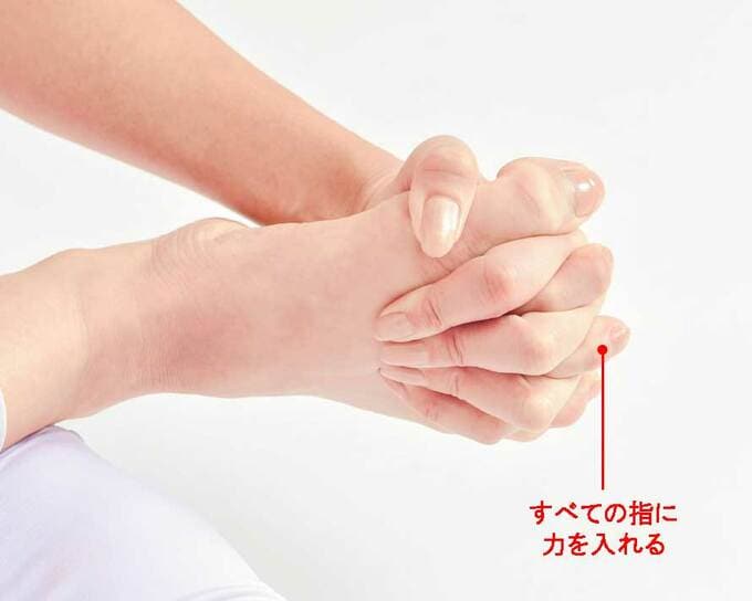 すべての指に力を入れる