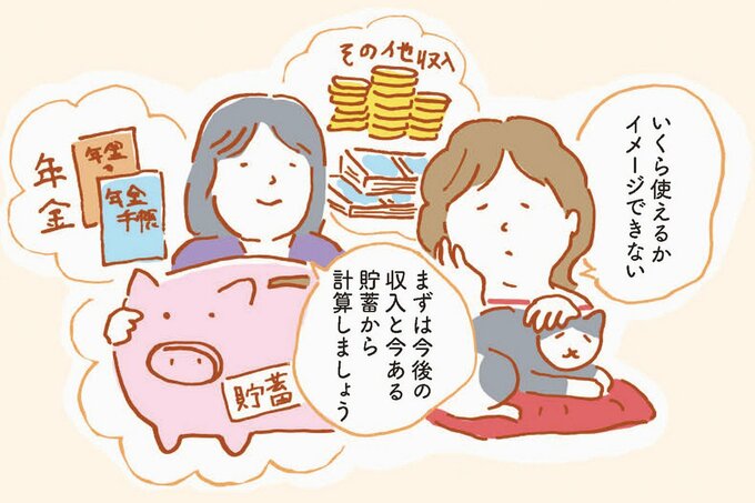 老後のお金について話す女性2人のイラスト