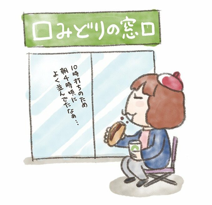 みどりの窓口に並ぶやすこーんさん