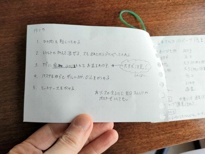 レシピカードの裏