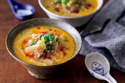 まろやか＆ピリ辛な「担々大根」スープ。豆乳とすりゴマでコク深く、おなかもぽかぽか：山本ゆりさんレシピ