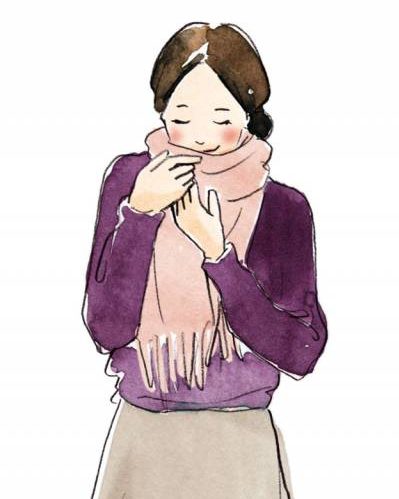 マフラーをしている女性のイラスト