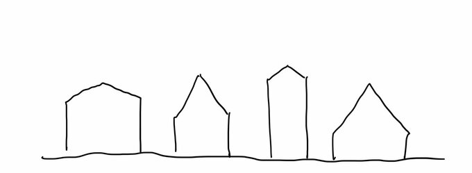 白い三角屋根の家