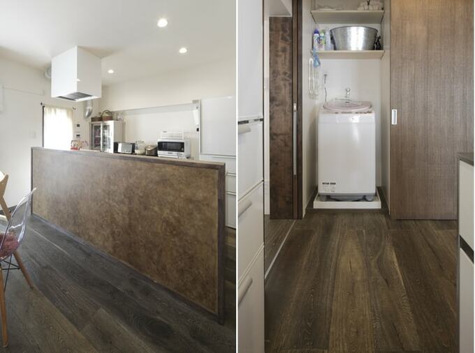 腰壁高めのキッチン