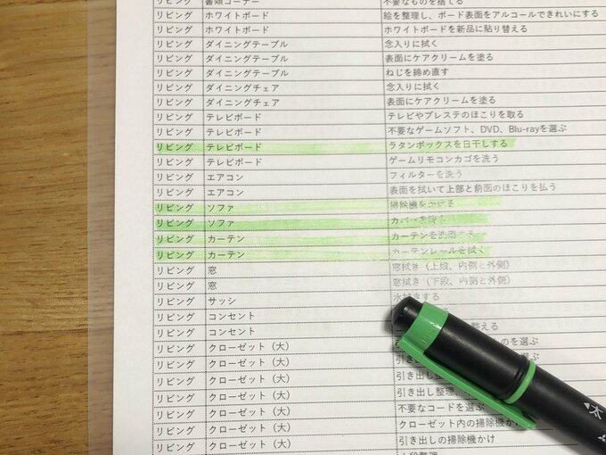 ベリーさん大掃除リスト塗りつぶし
