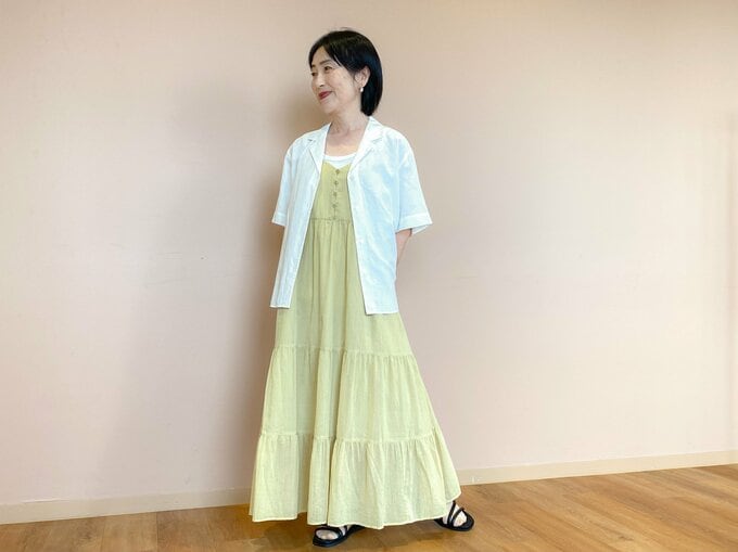 今回のコーデ3点を着こなすライフさんの別カット