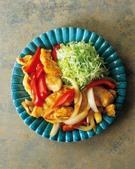 鶏胸肉とパプリカのショウガ焼き。少しのコツで驚くほどやわらかく