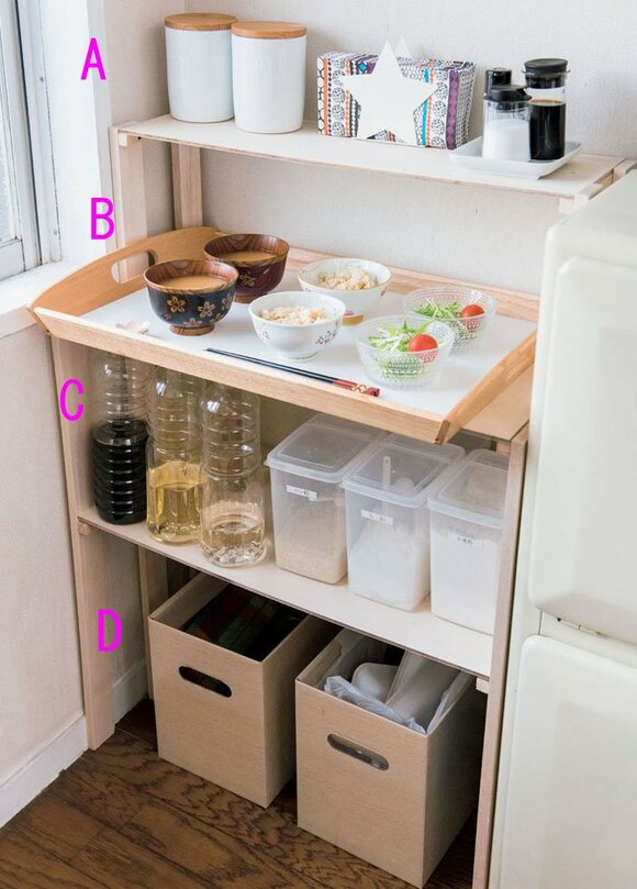 使用頻度の高いものは手に取りやすい位置をキープ