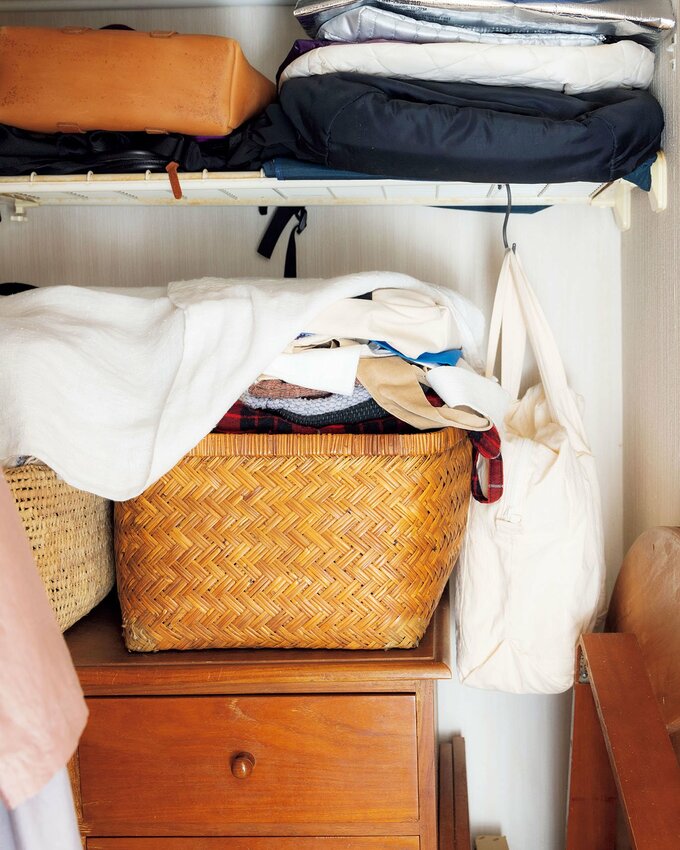 カゴバッグに布