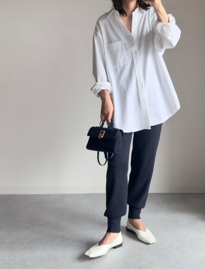 GUのツイルオーバーサイズシャツ着まわし2