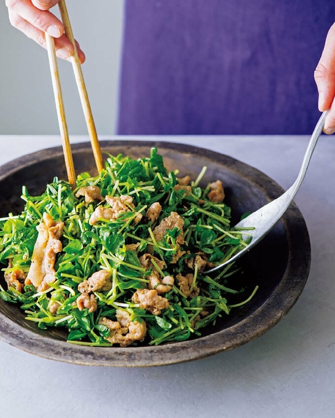 豚肉と豆苗の香味あえ