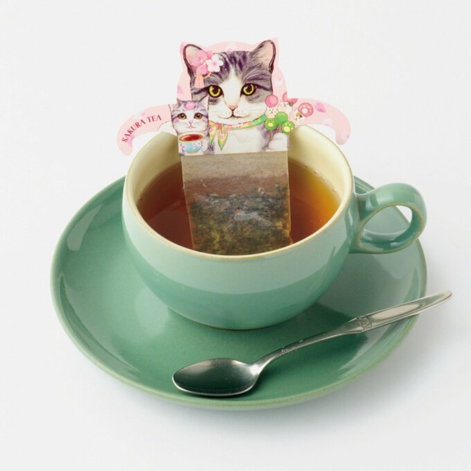 猫が描かれたティーバッグ