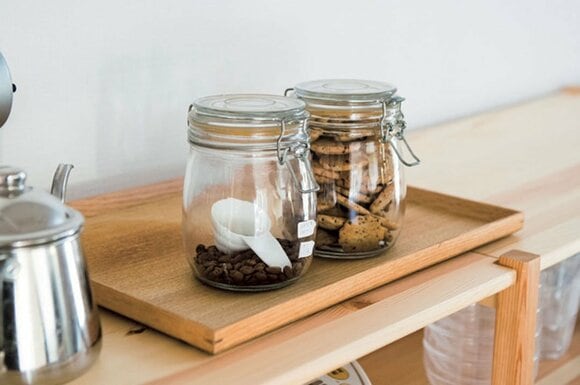 トレーでコーヒーセットの定位置を明確に