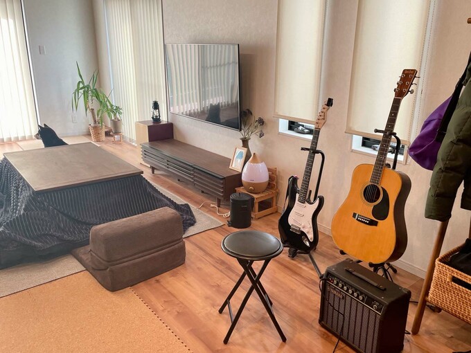 音楽スタジオのようなリビング