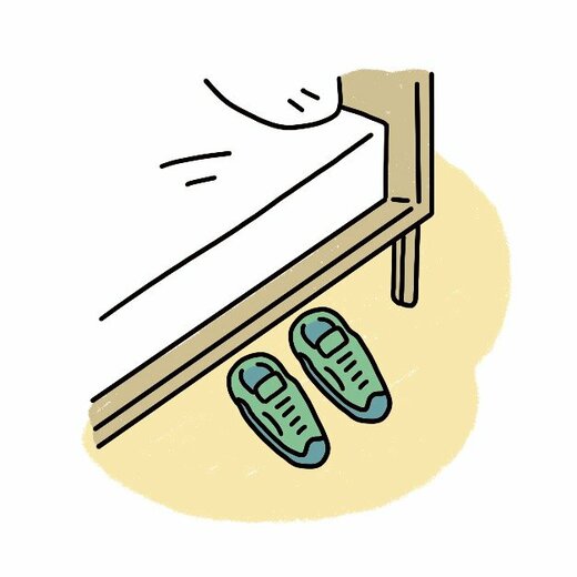 ベッドサイドに靴
