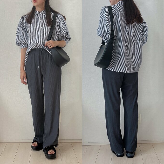 ストライプのシャツと合わせて