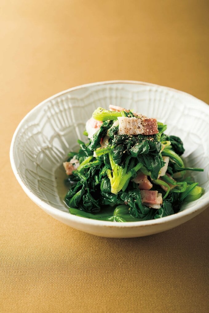 ほうれん草とベーコンのさっと煮