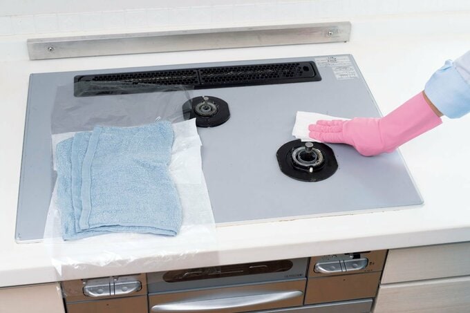 コンロ手袋に雑巾