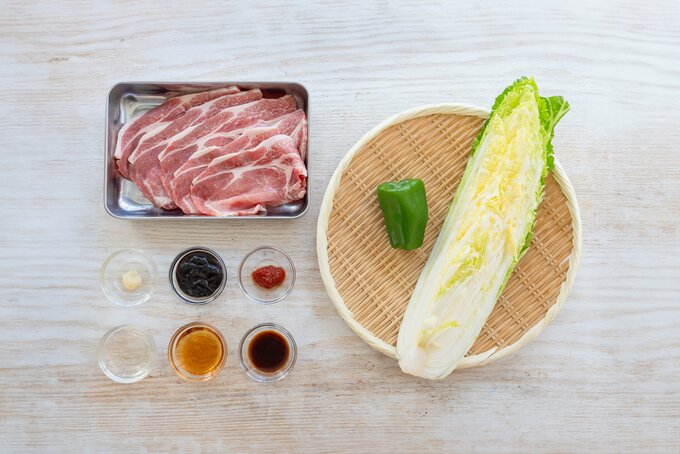 白菜回鍋肉の材料
