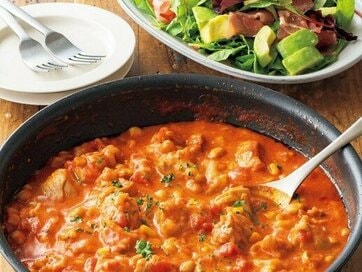 15分で「チキンと大豆のトマトチーズ煮」献立。超時短だけど豪華