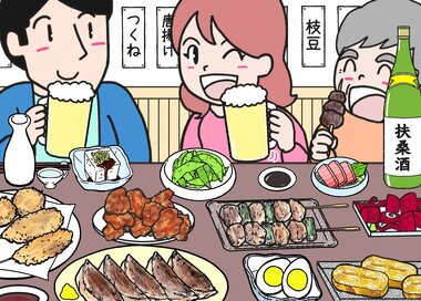 居酒屋で大盛り上がり…なにかが違う？5つ見つけたらエラい間違い探し