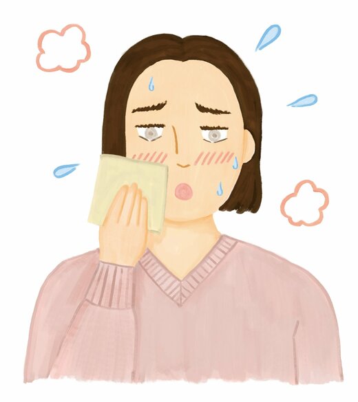顔が火照ている女性イラスト