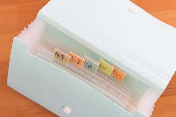 食費以外の費目はクリアファイルで管理