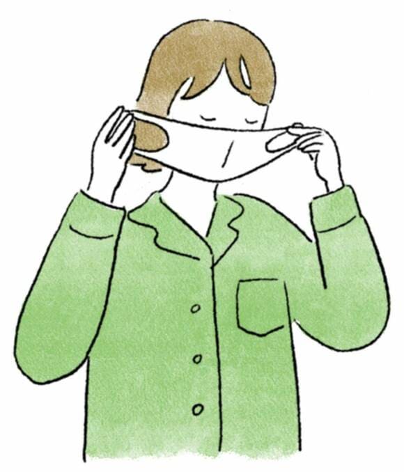 イラストマスクをつける女性