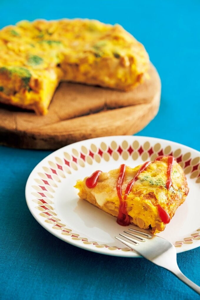 大豆とモッツァレラチーズのスペイン風オムレツ