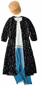 ガウン風に羽織る重ね着テクニック