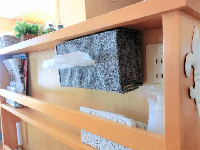 ティッシュケースは空中収納