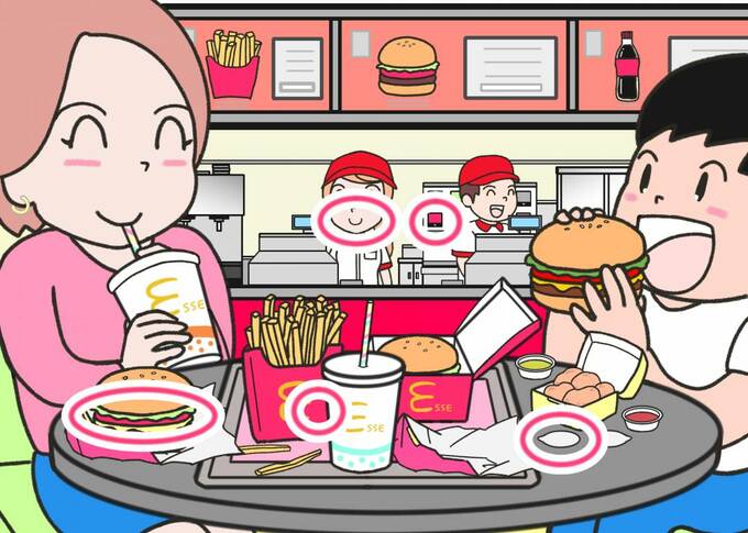 ハンバーガー間違い探し答え