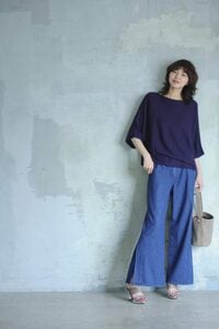 スリット入りワイドデニム