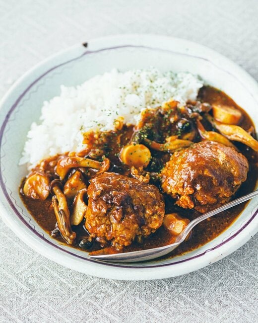 肉団子とキノコのカレー