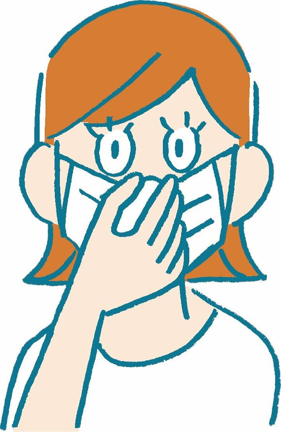 イラストマスクを鼻に合わせる