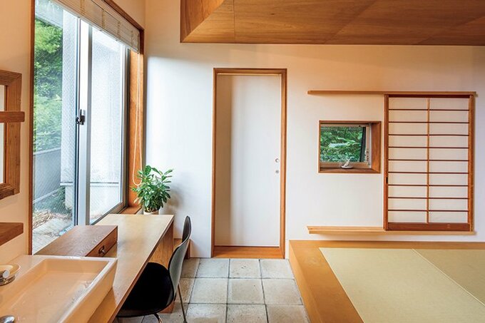 洗面は北側の和室と空間を兼用