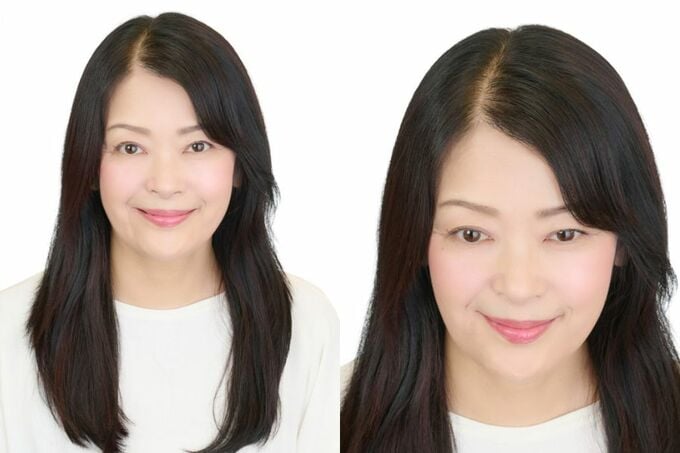 ラインをしっかりつけて分けると地肌が目立つ
