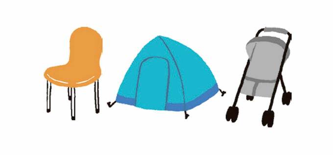 イスとテントとベビーカー