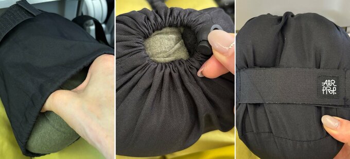 写真：ネックピローをしまう手順