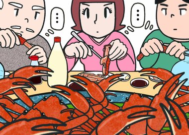 カニは黙食にぴったり…何かが違う？5つ見つけたらエラい間違い探し