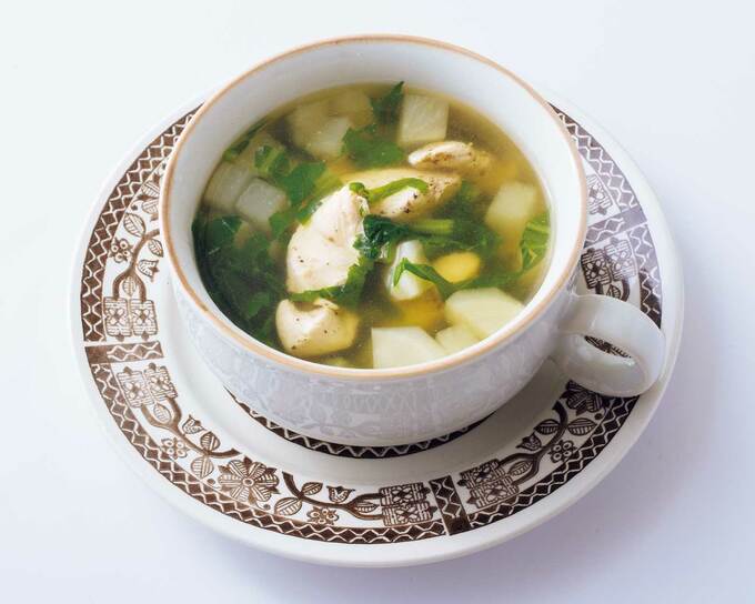 カブとささみのコンソメスープ