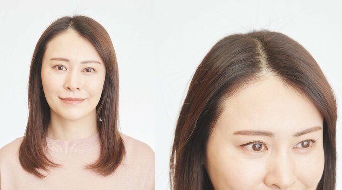 前髪ナシの女性
