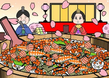 ひな祭りはやっぱりちらし寿司…何かが違う？5つ見つけたらエラい間違い探し