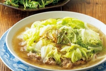 レンジで簡単「白菜とザーサイのひき肉蒸し」。素材のうま味と栄養がしっかりとれる